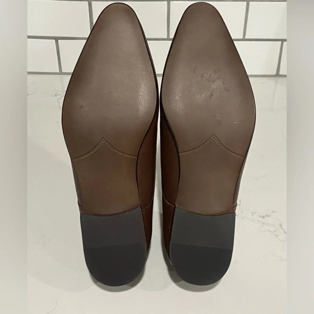BP Derby Mens Size 10.5 Brown Textured Leather Plain Toe Dress  Shoes New